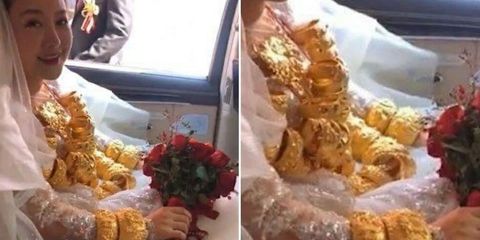 Китайская невеста надела на свадьбу 60 кг золота и не смогла ходить