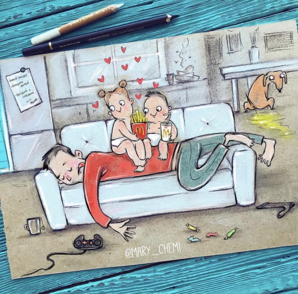 Комиксы российской художницы о семье и детях